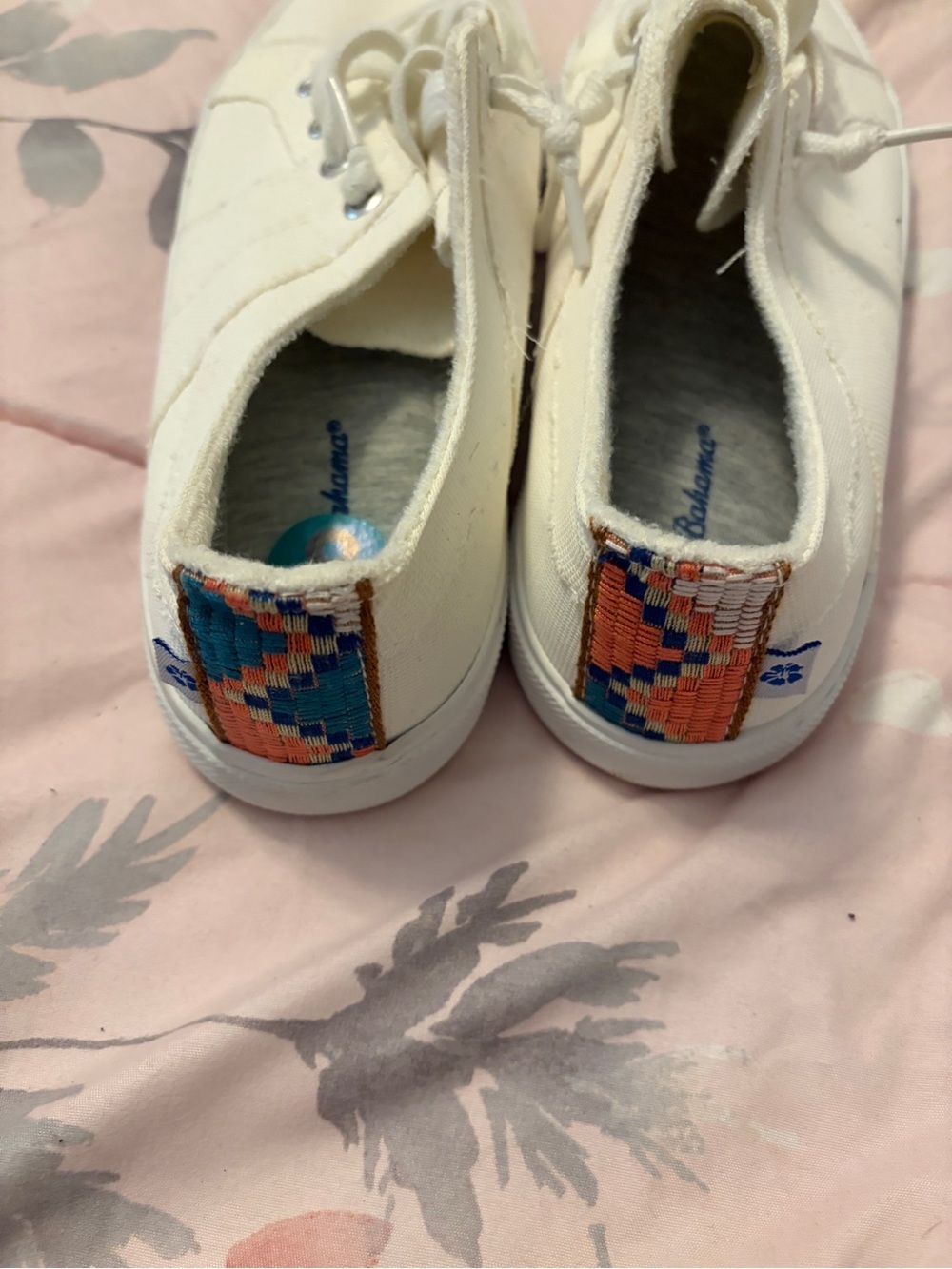 Tommy Bahama Off-White Canvas Lace-Up Sneakers - Picture 2 of 4
